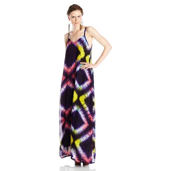 Busayo Dress Tie Dye Sleeveless V-Neck Slip Maxi Multicolor M - Picture 2 of 10